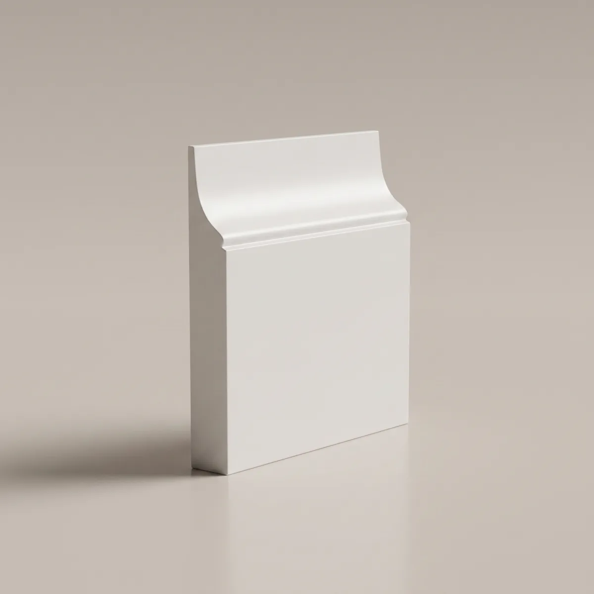 Lamb’s Tongue skirting board profile, illustrated render of a primed board — Georgian