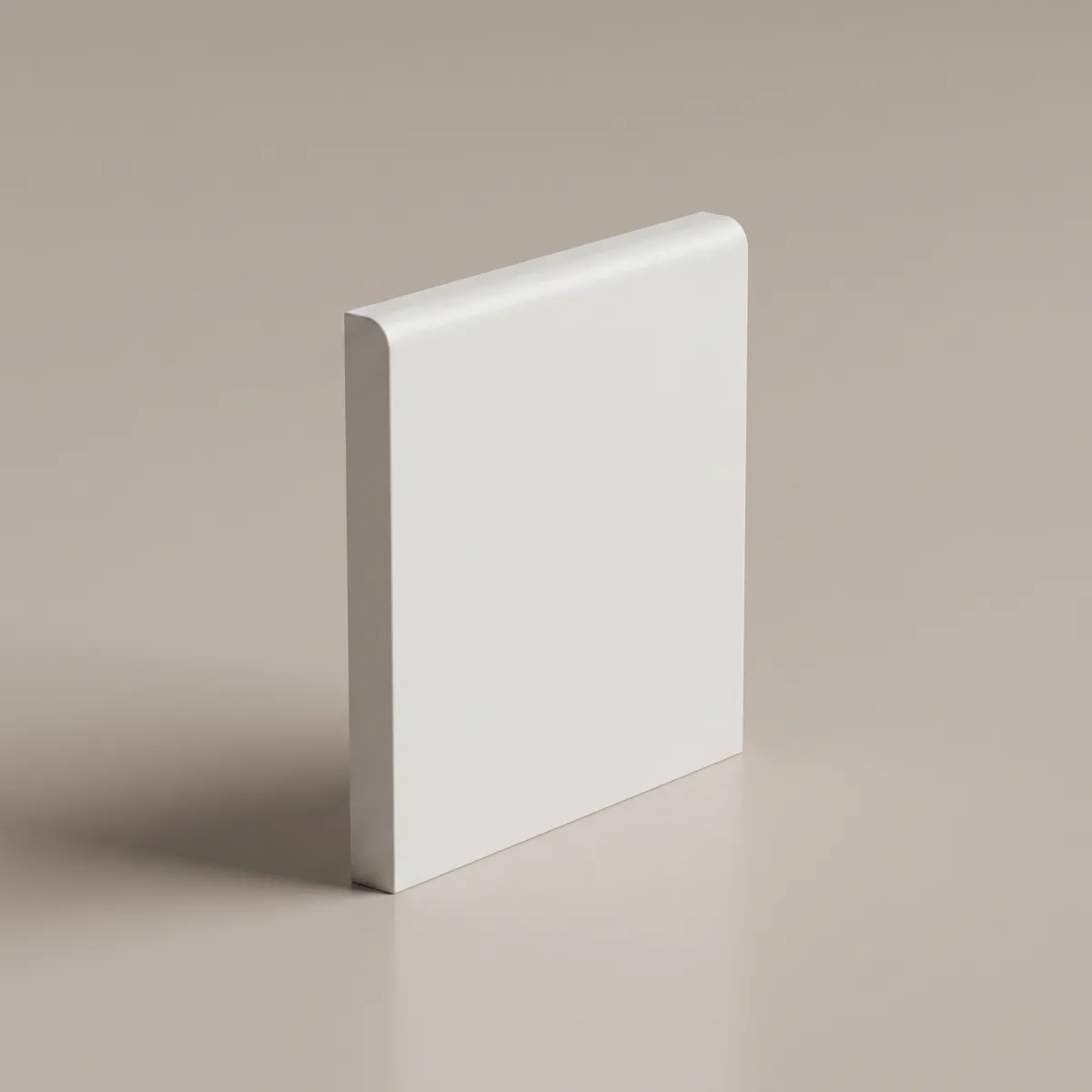 Pencil Round skirting board profile, illustrated render of a primed board — Modern